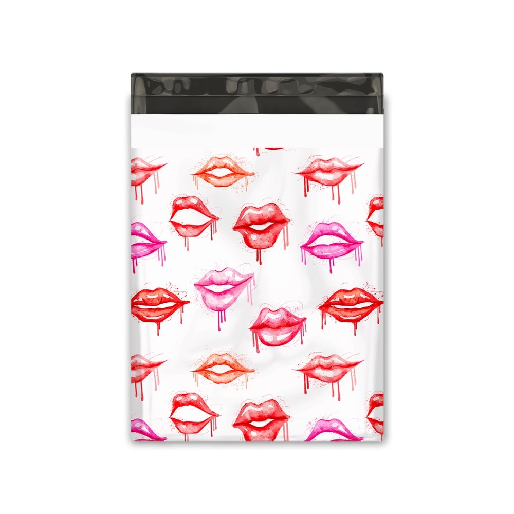 20 pack Dripping Lips 10x13 Poly Mailers | Pink & Red Lip Print Shipping Bags